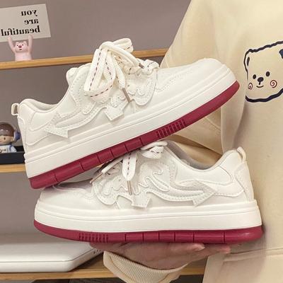 Модные женские кроссовки на платформе, белые, на шнуровке, для скейтбординга, на плоской подошве, удобные кроссовки для бега, тенниса, кроссовки для бега, Zapatos De Mujer