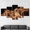 Lion Family Wildlife Animal 5 Piece Five Panel Wall Canvas Print Modern Art Poster Home Decor Gift For Him For Her