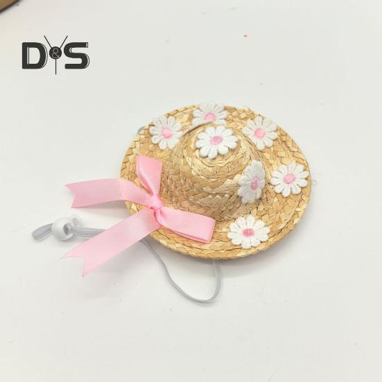 Мини-соломенные шляпы Миниатюрная соломенная шляпа ручной работы Вязаная ковбойская шляпа Кукольный домик Аксессуары для кукол Поделки Крыльцо Гусь