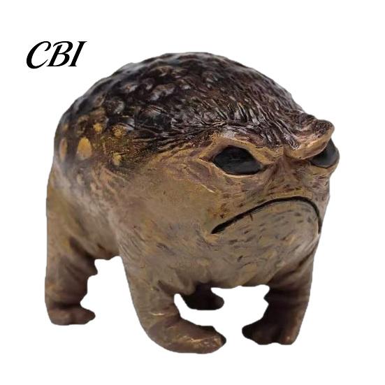 Micro Landscape Scene Props Weird Queer Grumpy Frog Toad Statue, Outdoor Garden Yard Decor American Country Style Ornament Fun Novelty Home