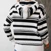 GMXIA Осенне-зимний полосатый женский свитер, пуловер с капюшоном, вязаный свитер на шнурке, женский
