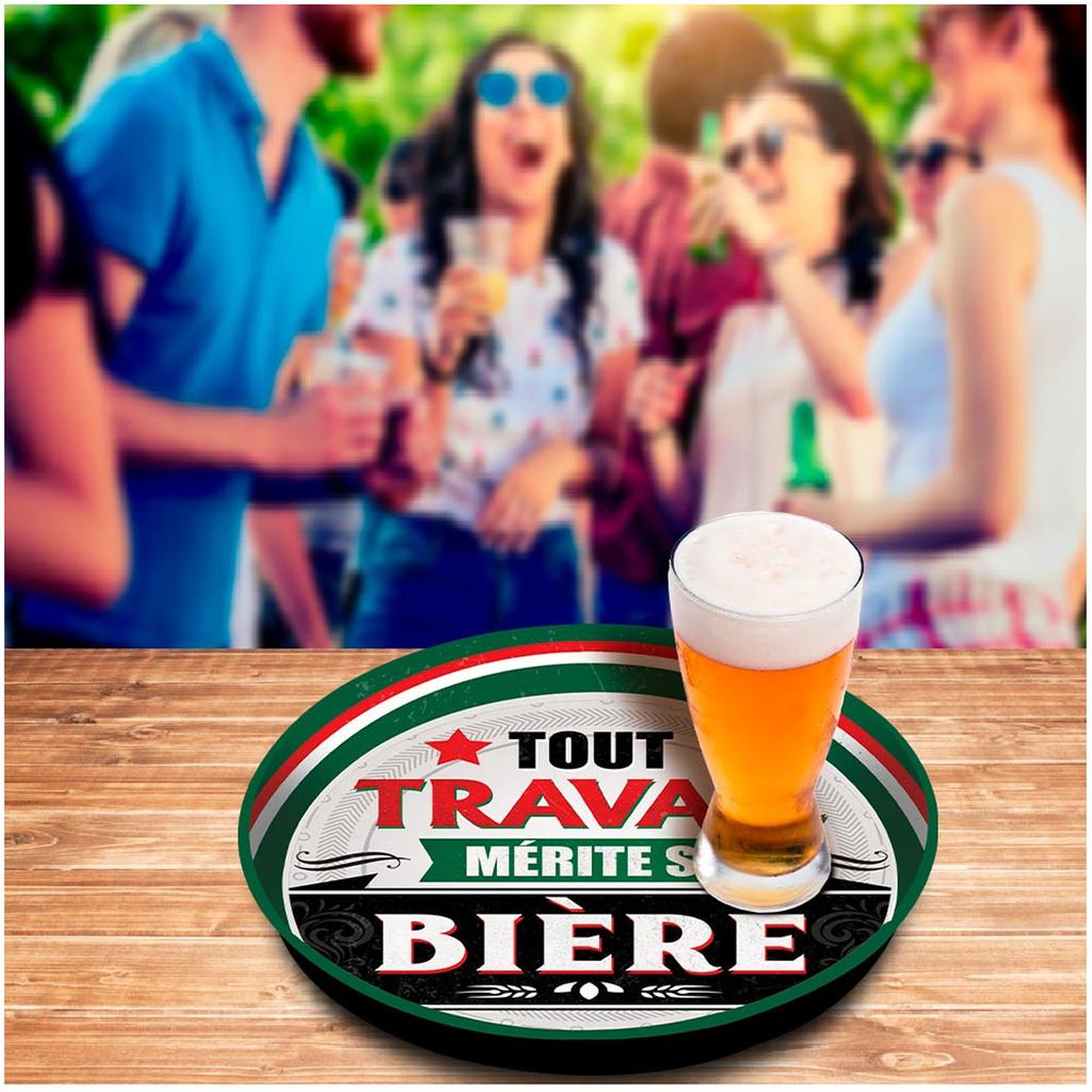 Les Trésors De Lily [A1867] - Круглый металлический поднос «Сообщения» (Вся работа заслуживает своего пива) - 33 см