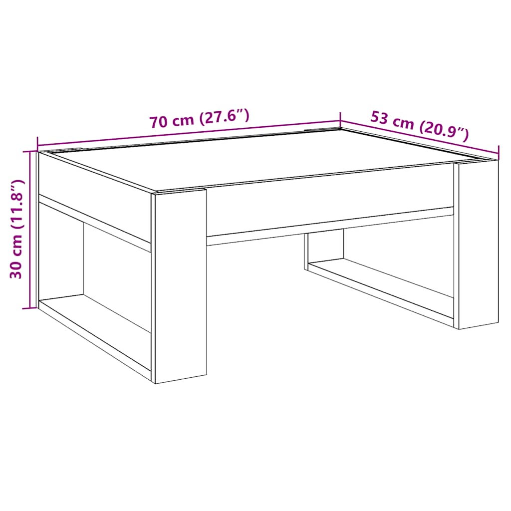Infinity LED Coffee Table in Sonoma Oak 70 x 53 x 30 cm