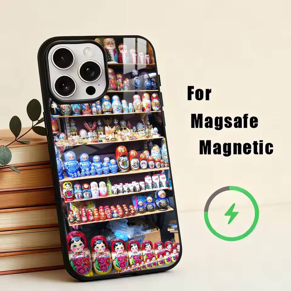 Cute Russian Doll Art  Phone Case For iPhone17,16,15,14,13,12,11 Plus,Pro Magnetic with Magsafe Wireless Charging