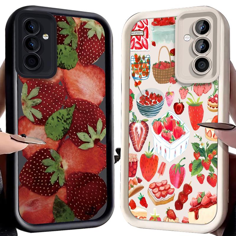 Чехол со сладким клубничным принтом для Samsung Galaxy S25 Ultra Plus S24 S23 S22 S21 S20 FE A73 A72 A71 A56 A55 A54 5G A52 A51 4G
