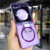 Glitter Transparent Magnetic Ring Holder Case For For Samsung Galaxy Z Flip 6 5 4 3 Wireless Charging Shockproof Cover For Z Flip6