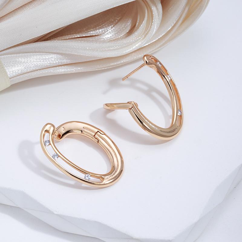 Kinel Trendy Rose Gold Color Hoop Earrings For Women Hollow Design Zircon Vintage Weddings Jewelry