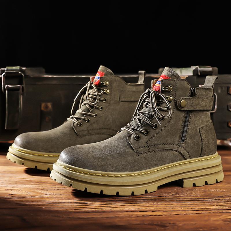 Высокие мужские ботинки, высококачественные мотоциклетные ботинки, зимние меховые теплые кожаные ботинки, повседневные уличные короткие ботинки, рабочая обувь