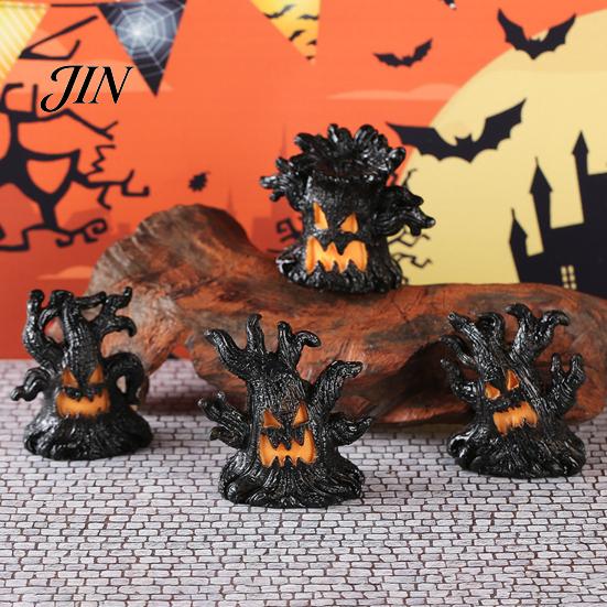 Outdoor Waterproof Night Light Halloween Decoration, Ghost Face Tree Stump Lantern, LED Random Set Glowing Pumpkin Decor, Festival Atmosphere