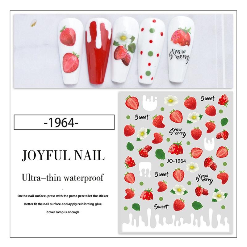6Sheet Summer Fruit Nail Stickers Decals  For  Self-Adhesive  Nail Art Stickers For Gel Polish  DIY Nail Art Decorat