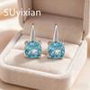 925 Sterling Silver Temperament Stylish Square Zircon Earrings Birthday Party Anniversary Gift