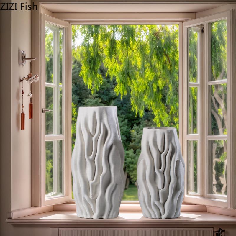 Минимализм 3D Печать Керамическая Ваза Креативные Складчатые Цветочные Горшки Настольное Украшение Цветочная Композиция Вазы Комнатный Эстетический Декор