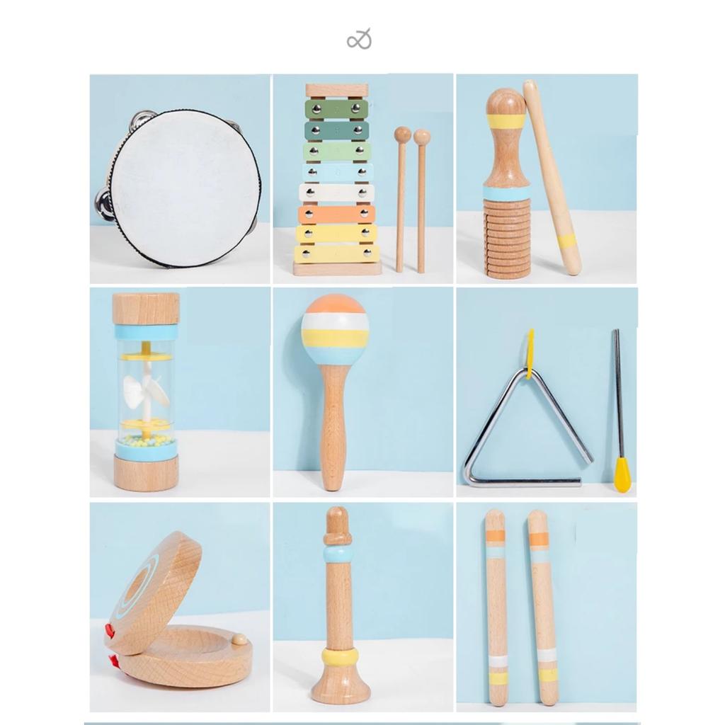 Wooden Musical Instrument Montessori Music Set Baby Children Percussion Instrument Toy Early Educational Knocking Toys for Kids