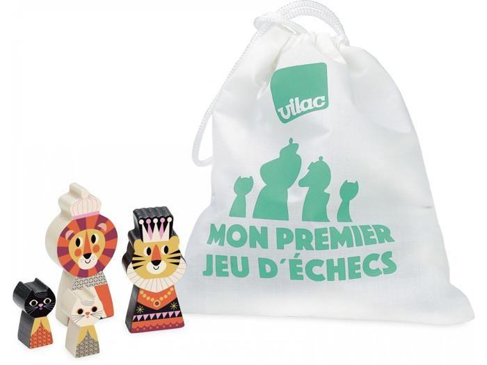 Jeu d'échec en bois designé par Ingela P. Arrhenius - VILAC - Mon premier jeu d'échec - 32 pièces - Multicolore