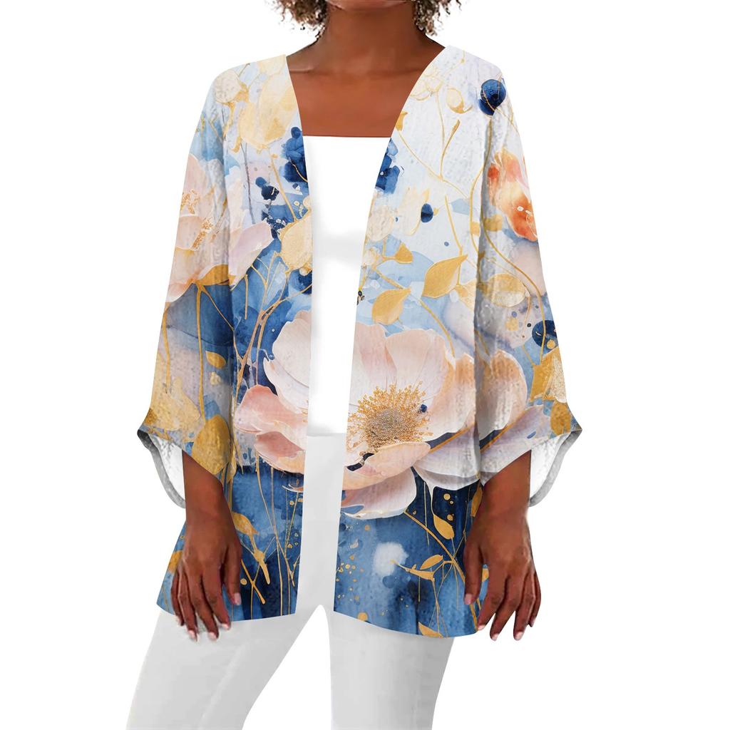 Женская повседневная модная легкая куртка средней длины с принтом, кардиган