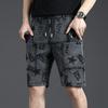 Men Denim Shorts Star Printed Baggy Men's Short Jeans Pants  Summer Multiple Pockets Shorts