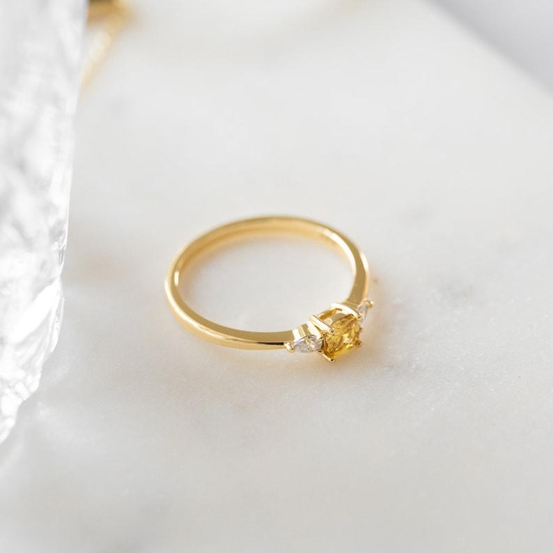 Dainty Yellow Ring, Yellow Stacking Ring, Yellow Minimalist Ring, Gift for Her, Gemstone Ring, Promise Ring, Dainty Ring Thin Ring