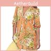 Shirt Tops Women Vintage Floral Print V Neck Tunic Tops Blouse Gift Clothing