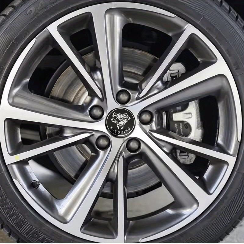 Four 60Mm/2.36-Inch Wolf Head Badges Modified for Car Wheel Center Caps, Suitable for Various Vehicle Models