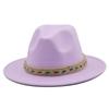 Women Men Woolen Fedora Hat With Leather Ribbon Gentleman Elegant Lady Winter Autumn Wide Brim Jazz Church Panama Sombrero Cap