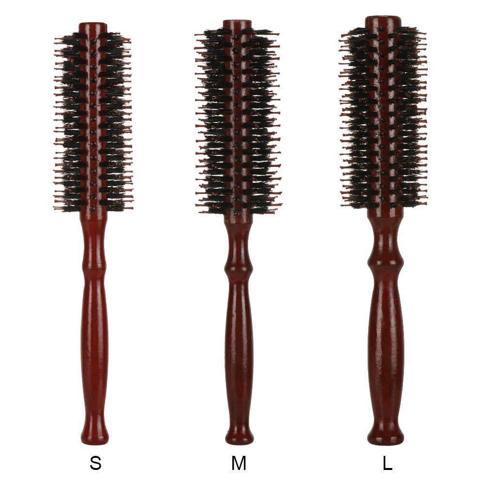 Portable Wooden Hairdressing Tool Hairbrush Boar Bristle Round Brush Round Hair Brush Styling Brush