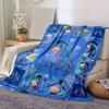 1pc. Eeyore Cartoon Quilt Blanket for Home Decor, Seasonal Use, Gift Idea, Blue Background with Hearts and Flowers Design,Soft Flannel Throw
