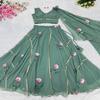 Sage Green Floral Painted Lehenga Choli with Dupatta