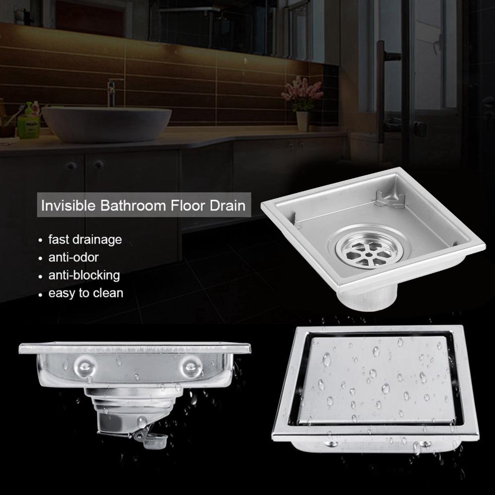 Square Shape Shower Drain 304 Stainless Steel Waste Gate Durable Bathroom Drain Bathroom