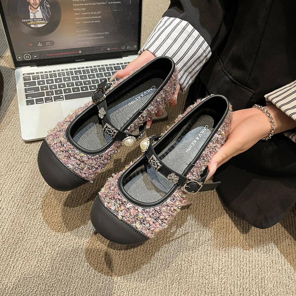 Fashion High Quality Round Toe Shoes for Women Women Dress Low-heeled Roman Casual Mary Jane Shoes Buckle Women's Pumps Zapatos De Mujer