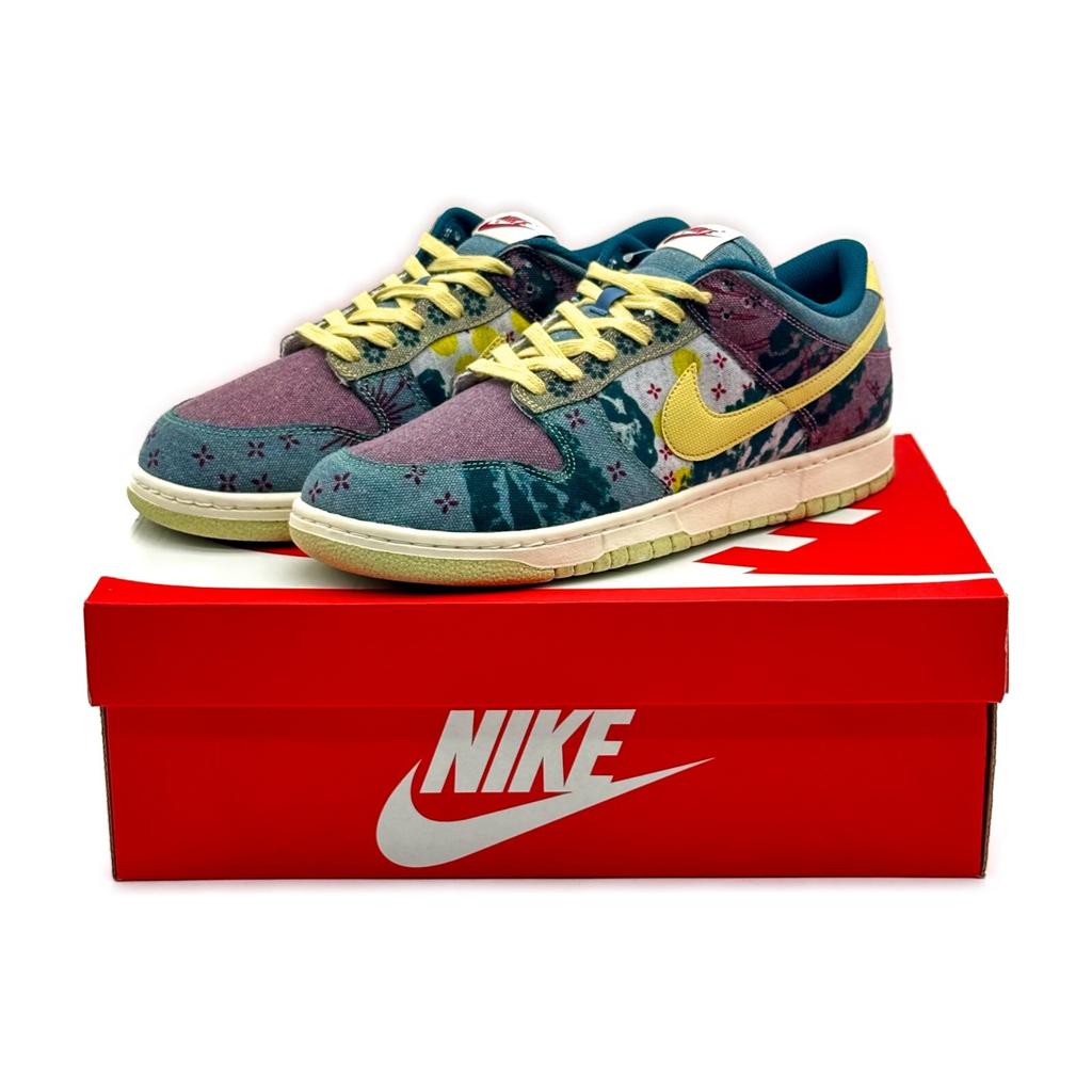 CZ9747-900 Nike Dunk Low Community Garden Полуночный Бирюзовый Кардинал Красный Лимон