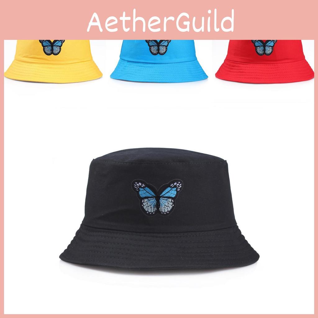 Embroidery Butterfly Pattern Bucket Hat Fisherman Hats Stylish Casual Headwear