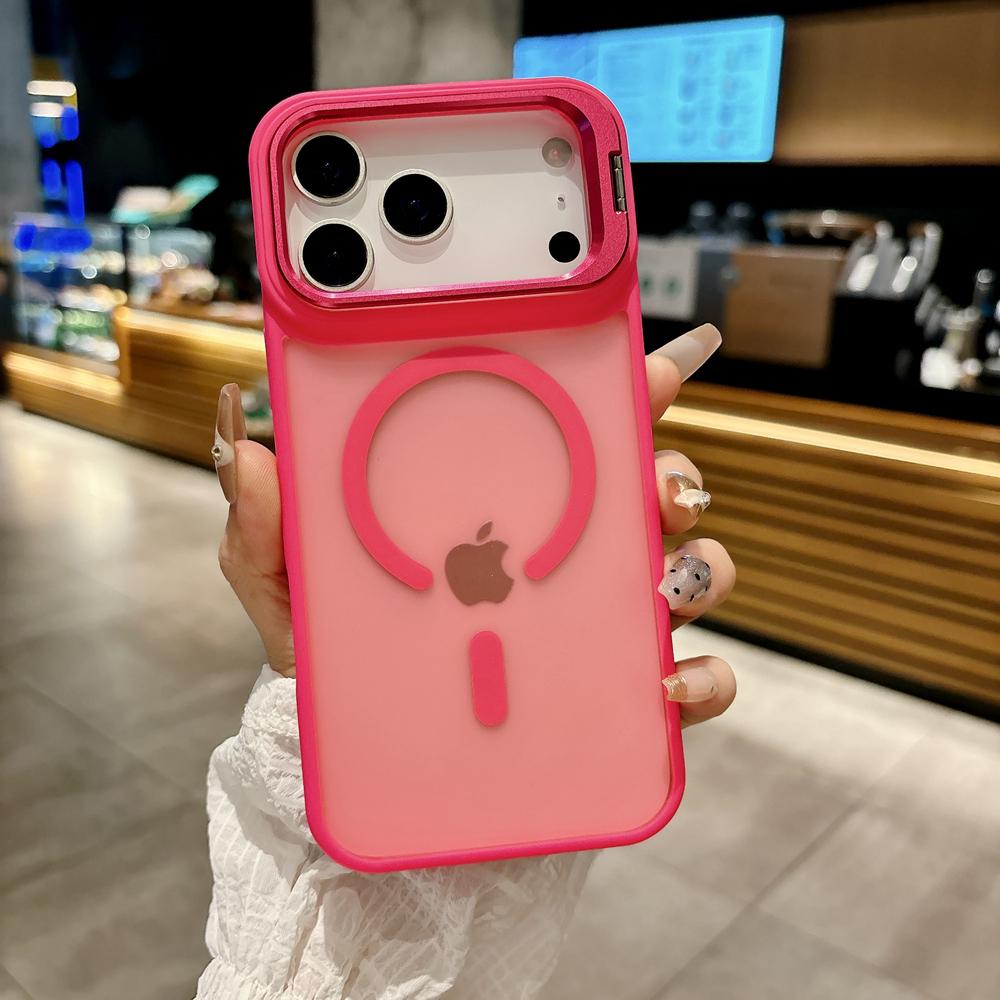KEYSION Металлический стенд для объектива Чехол для телефона MagSafe для iPhone 17 Pro Max 17 Air Магнитный Прозрачный Матовый ПК+ТПУ Ударопрочный чехол