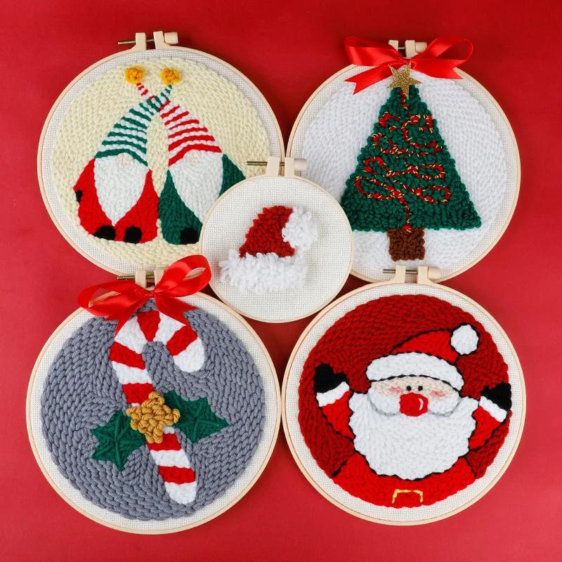 Мягкая пряжа Рождественский набор для вышивки иглами для начинающих Рождественские украшения для дома Наборы для рукоделия