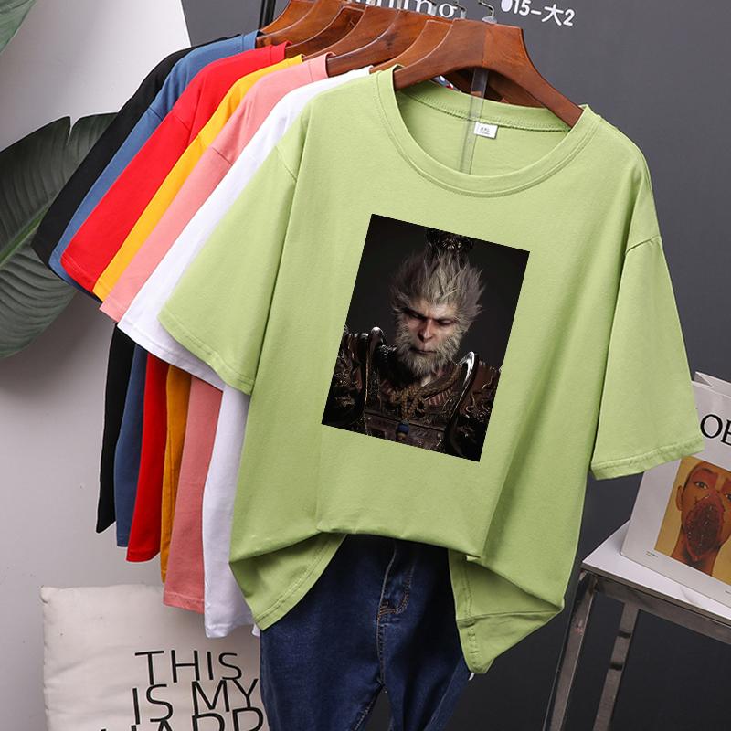 New Black Myth Wukong Clothes Men's Oversized Cotton Tees Summer New Printed T Shirt Soft Men Jumper Top