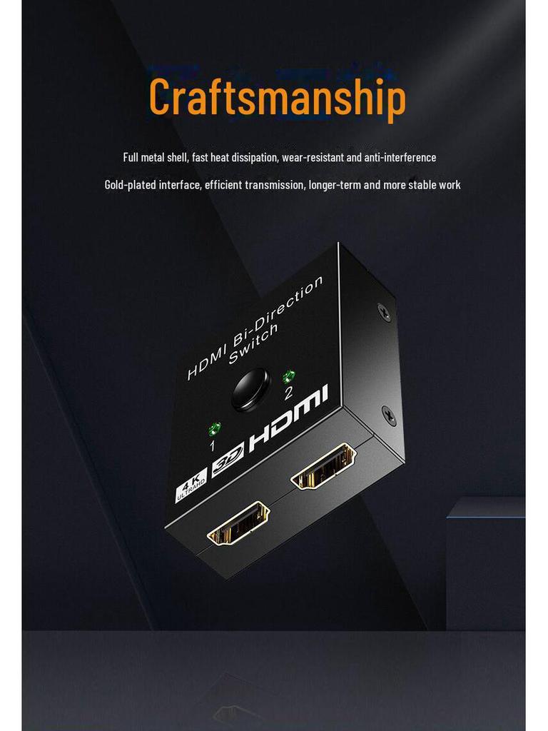 Двунаправленный коммутатор 4K HDMI: Поддержка HD-видео 2 входа/1 выход или 1 вход/2 выхода