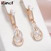 Kinel Rose Gold Color Long Dangle Earrings For Women Silver Color Cubic Zircon Fine Jewelry