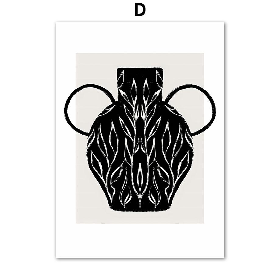 Абстрактная богемная линия, женская ваза с листьями, цветы, плакаты середины века, холст, картина, настенная живопись, печать, картина для гостиной, домашний декор