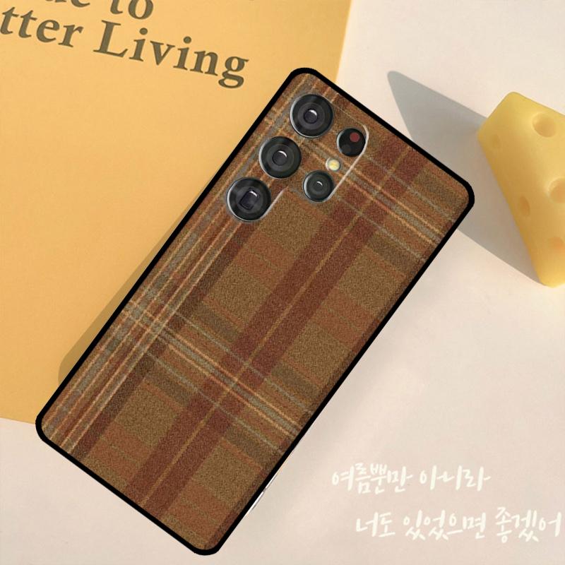 Коричневый Клетчатый Чехол Для Телефона Для Samsung Galaxy S24 S25 Ultra S9 S10 S20 S22 S21 Plus S23 FE Задняя Крышка Корпус