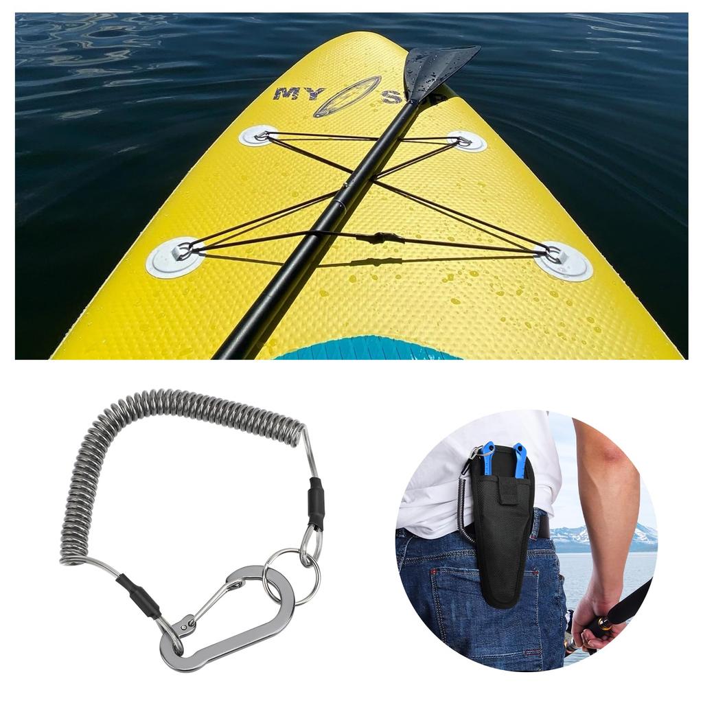 SANLIKE Wire Spring Cord Strap for Stretchable Wire Rope with Carabiner Ring and Coil Prevents and Shimote Rope 3kg Fishing, Strap, Drops, Theft,