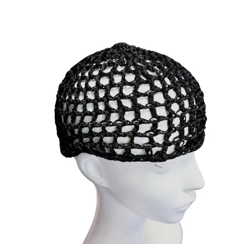 Mesh Crochet Hair Net Knitted Scarf Cap, Thickened Cropped Hair Net For Women, Scarf Cover For Sleeping, Black Hair Net, Protective Cap