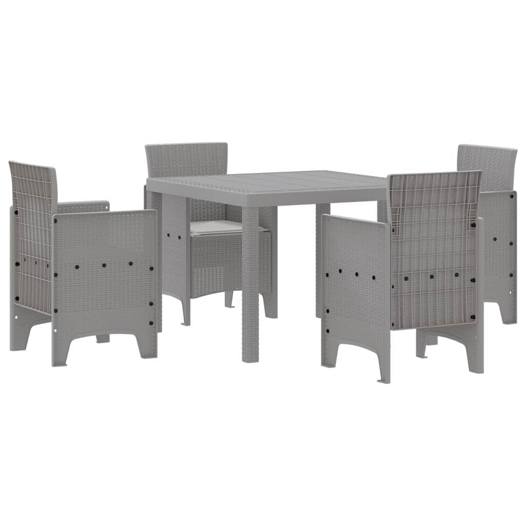Garden Dining Set 5 pcs Light Gray Polypropylene