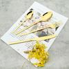 4Pcs Stainless Steel Dinnerware Set Knives Fork Spoon Dinner Tableware Mirror Gold Cutlery Party Kitchen Flatware Silverware Set