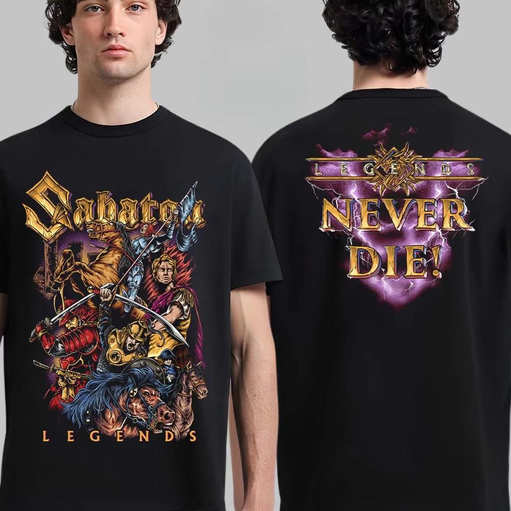 Sabaton Legends Of Frankfurt Print Tee Rock Band Streetwear Casual Unisex Top For Fans