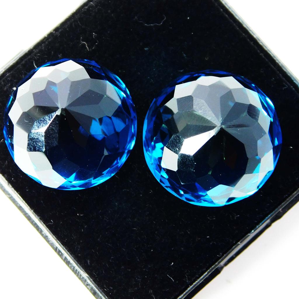 A+ CERTIFIED Blue Sapphire 55Ct Round Cut Loose Gemstone Pair for Jewelry Making