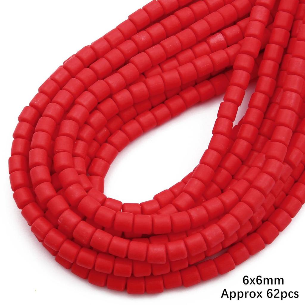 60pcs/Bag 6x6mm Flat Round Cylinder Polymer Resin Clay Beads Loose Spacer Handmade Beads For DIY Jewelry Making Bracelets Necklaces Crafts 38cm/15
