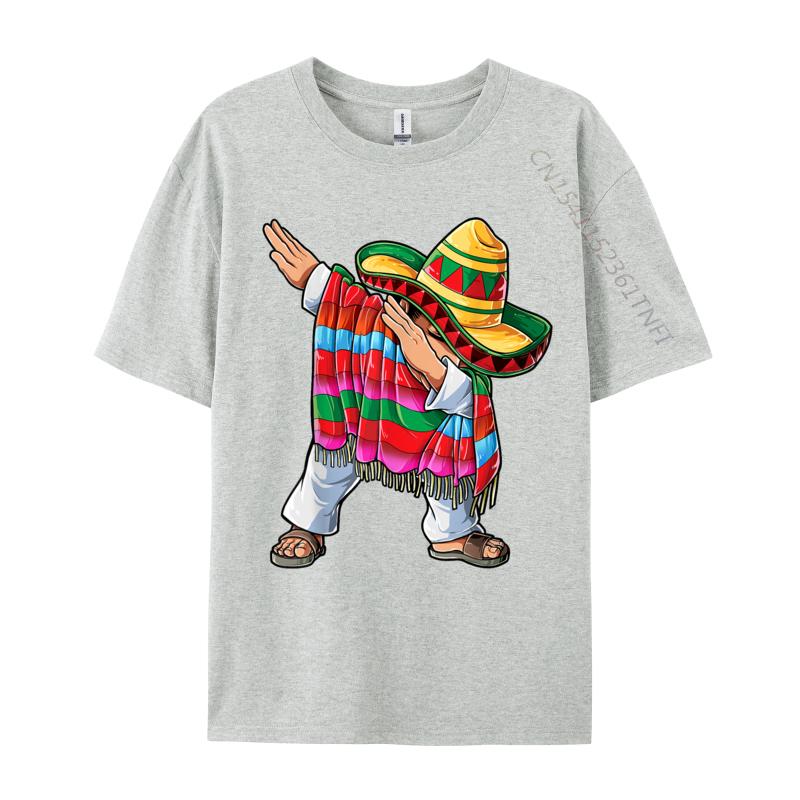 Dabbing Mexican Poncho Cinco De Mayo Men Sombrero Dab Hot Sale Mens T Shirt Premium Cotton Family Tops Shirt Funny Men Tshirt