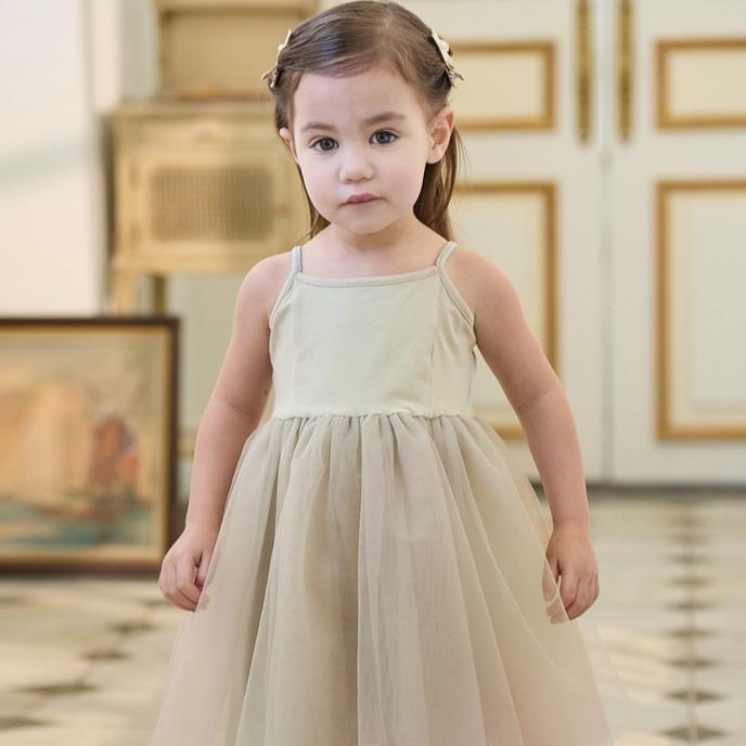 Davidella Girls' Strap Dress Summer Dress New Baby Princess Mesh Skirt Children's Skirt