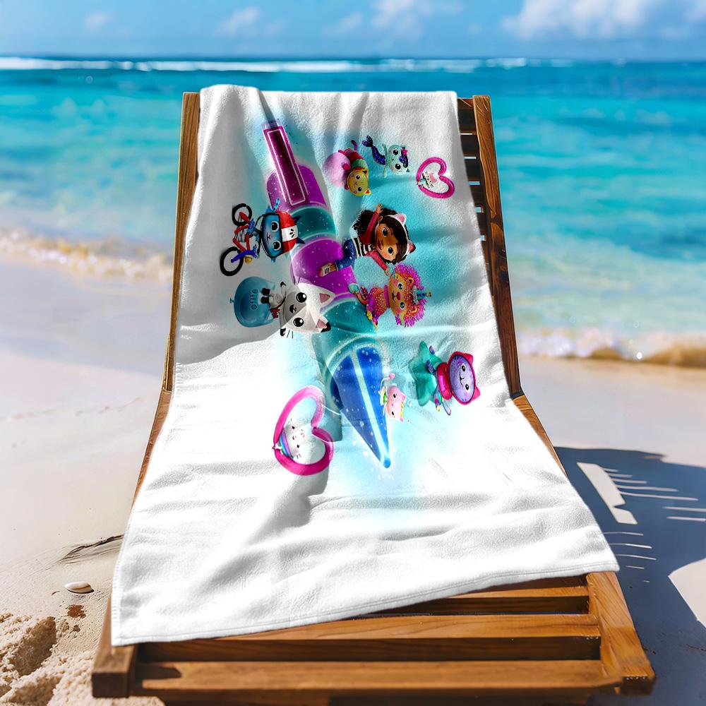 Cartoon Cute Gabbys3 Beach Towel Soft Durable Quick-Dry Comfortable Lightweight Suitable for Swimming, Gym, Camping, Yoga Vacation