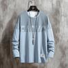 Mens Long Sleeve Printed Cotton Round Neck Casual Daily T Shirt