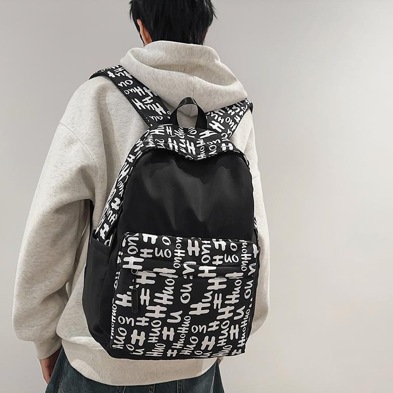 Большая вместительная школьная сумка в стиле колледжа для мужчин и женщин с буквенным принтом, студенческий компьютерный дорожный рюкзак